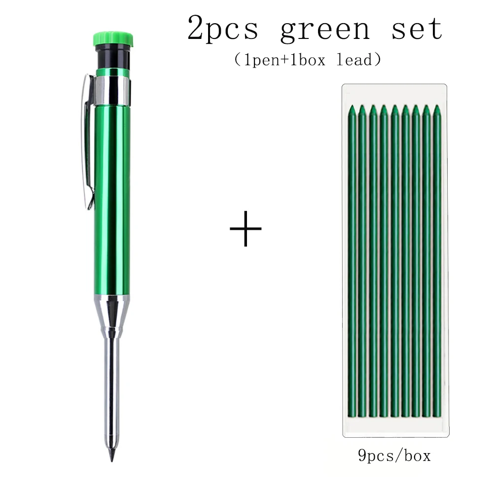6 Farben 2,8 mm Metall Solid Carpenter Druckbleistift mit Spitzer 2B Bleikern Deep Hole Construction Marking Scriber Tool