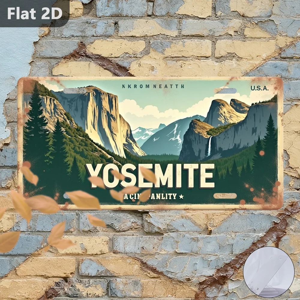 2D Flat, 1pc Vintage Yosemite National Park Metal Sign - 30.48cm X 14.99cm Outdoor Wall Decor with Yosemite Valley & Half Dome D