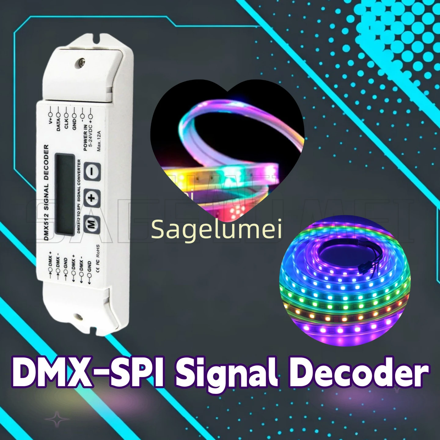 

DMX512 Signal Decoder BC-820 Convertor DMX to SPI DMX512 Controller for LPD6803 LPD8806 WS2811 WS2801 WS2812B pixel LED light