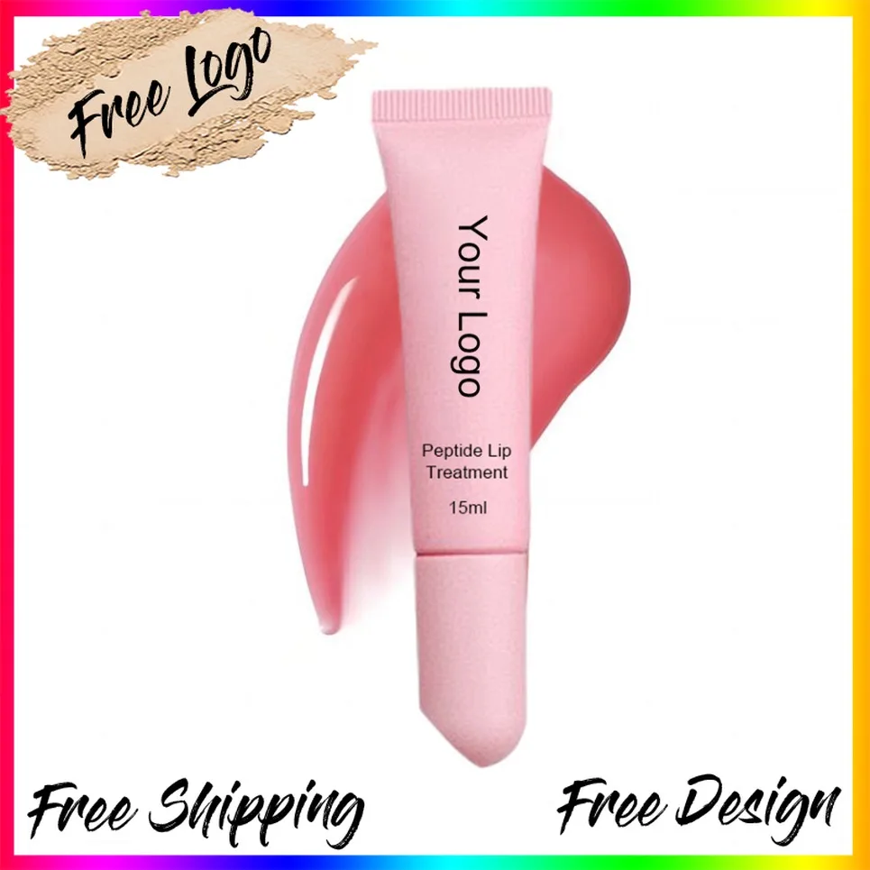 Private Label Makeup Peptide Hydrating Lip Gloss Butter Balm Vegan Moisturizing Lipstick Custom Logo Wholesale
