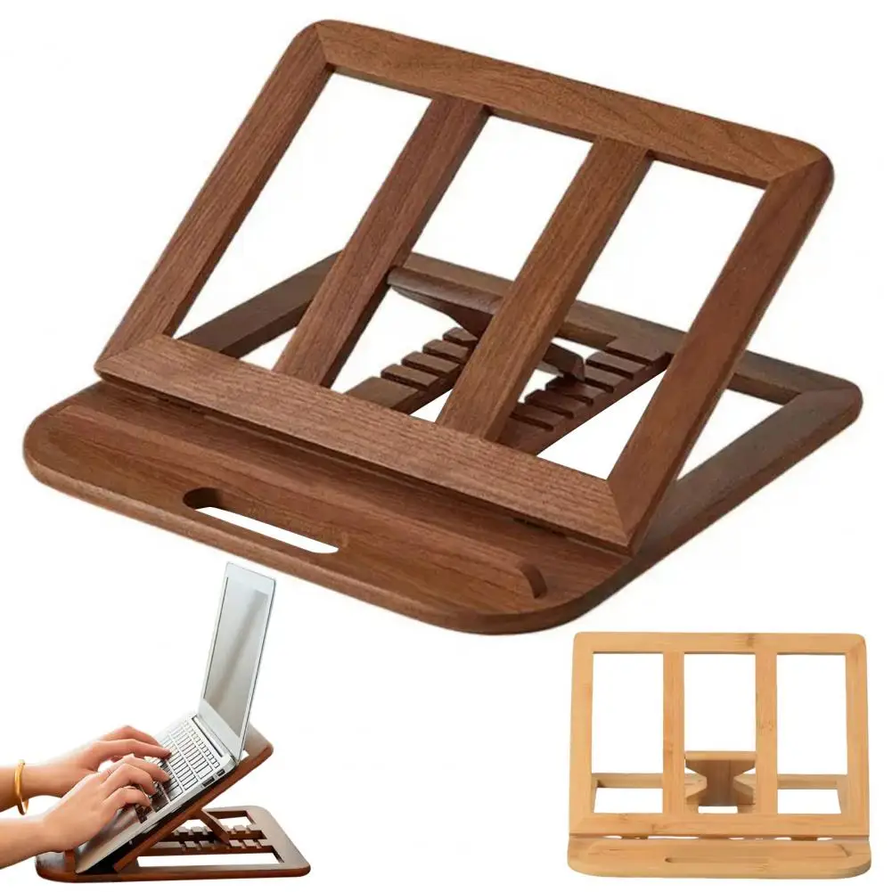 Laptop Stand Computer Stand with Heat Dissipation Wooden Adjustable Laptop Stand with Ventilation Slots for Home Office Student