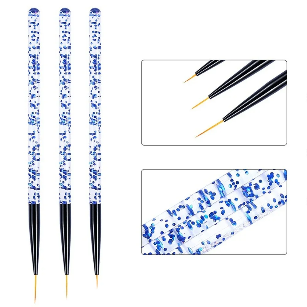 Nail Art Brush Tool 3 Sets Acrylic Crystal Carving Light Therapy Pull Line Stroke Flower Pen