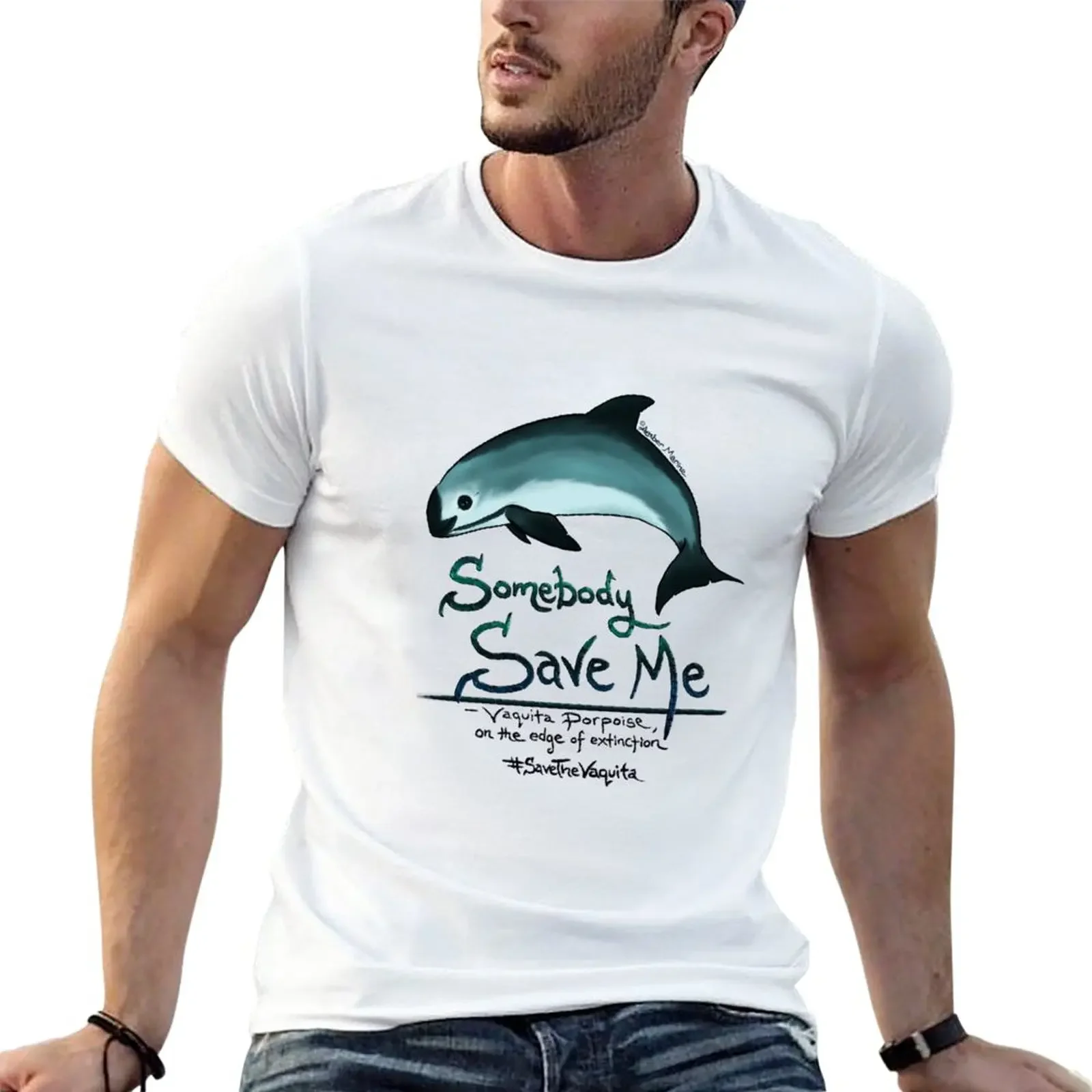 Save Me - Vaquita Porpoise, art ? 2015 ~ T-Shirt plain Tee shirt sublime oversized plain t shirts men