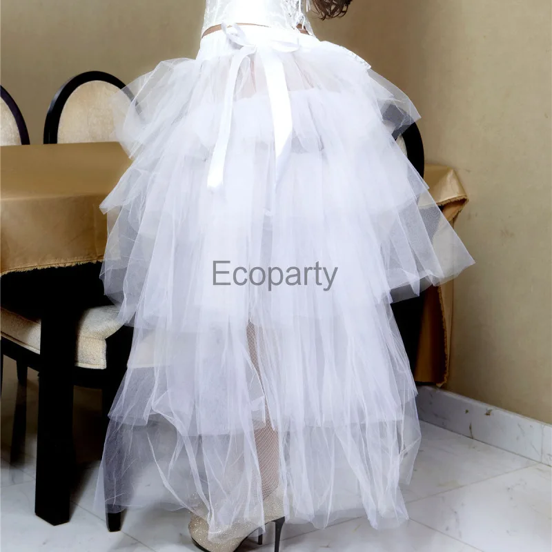 Women Punk Puffy Tutu Tulle Skirt Adult Short Petticoat Half Slips Under Dress Underskirt Wedding Bridal Queencard Dancewear