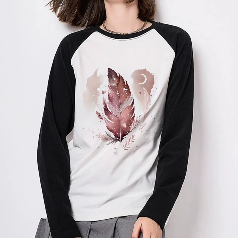 

Женские забавные винтажные футболки Y2k Футболка 90-х годов Осень-зима Футболка с длинным рукавом 2000-х Обычная футболка в корейском стиле с принтом звезды и луны