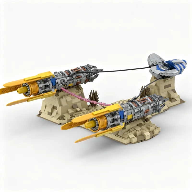

Podracer Vehicle MOC Building Blocks Desert Racing Craft Tatooine Scene Display Model Bricks Kit Adult Collection