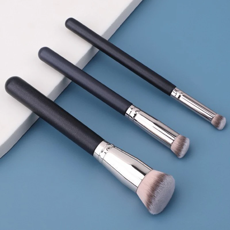 3pcs Face Cosmetic Makeup Brushes 170/270/370 Angled Flat Head Concealer Powder Liquid Foundation Flaw-less Long-lasting Look