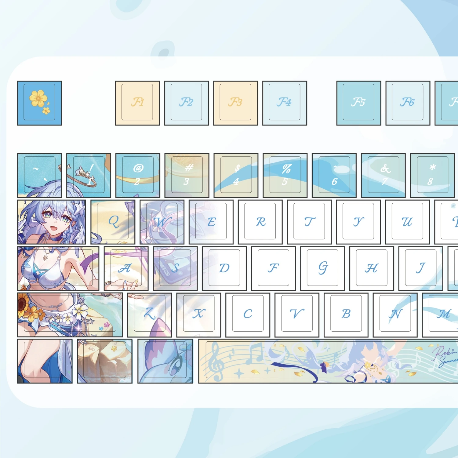 MAIMOOO Robin Summeretto Keycap Cherry MOA Profile PBT Custom Honkai: Star Rail Anime Game Keycaps for Mechanical Keyboard