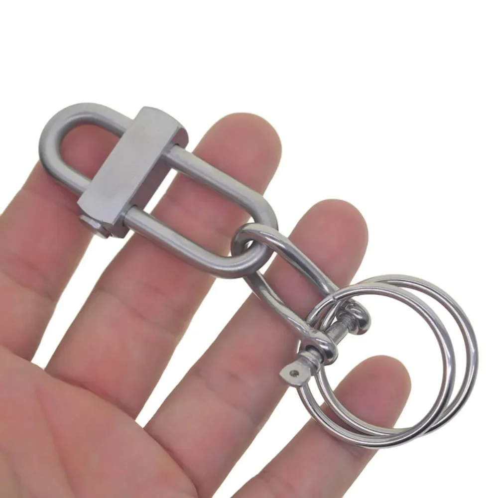 Chunky Matte Solid Stainless Steel Oval Click Slide Locking Snap Carabiner Twisted Shackle Link Keyring Keychain EDC FOB DIY