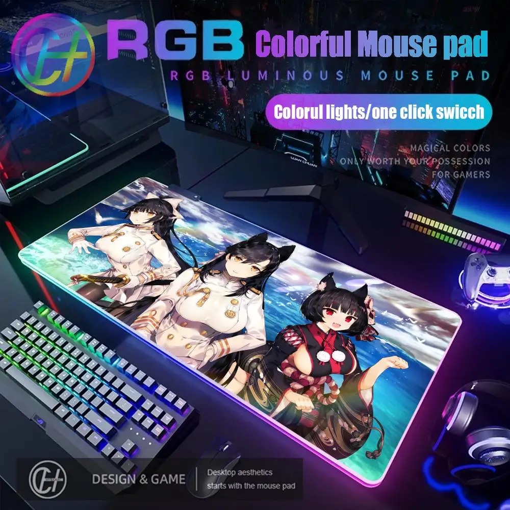 

Game Azur Lane mouse pad Gamer mousepad Rgb Mouse Pad Gaming Backlight Accessories anime Keyboard Backlit Mat Desk Protector Mat