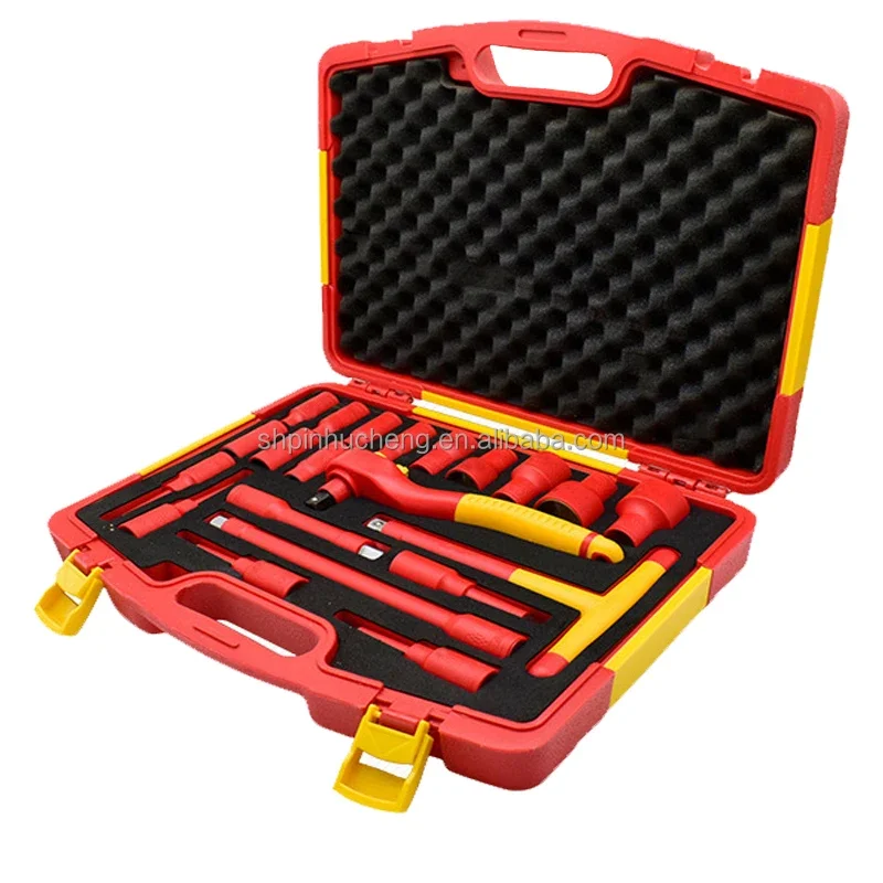 ชุดเครื่องมือซ่อมรถยนต์ 21 ชิ้น แบบหกเหลี่ยมหุ้มฉนวน VDE 1000V พร้อมก้านต่อแบบยาว ประแจ 1/2T