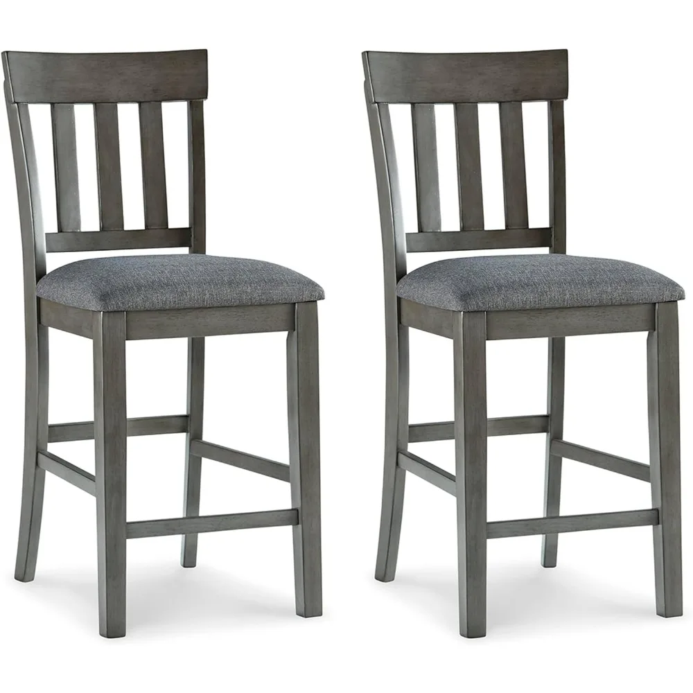 Hallanden Modern Farmhouse 25.75" Counter Height Upholstered Barstool, Set of 2, Dark Gray