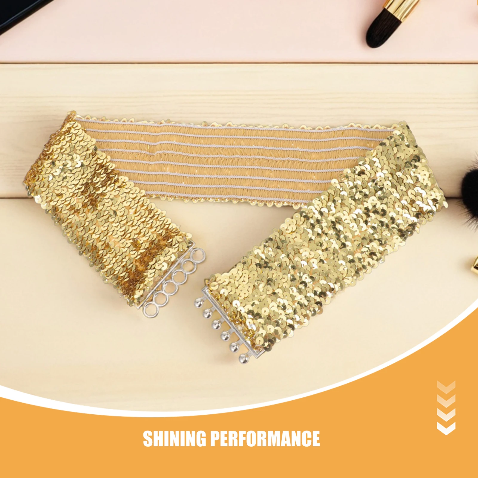 2 قطعة مشد واسع الترتر أحزمة الخصر شريط مطاطي مرن للنساء مرحلة الرقص مساء ارتداء حزام خصر الترتر للنساء