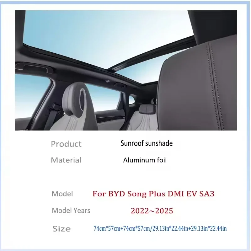 Car Sun Shades Cover For BYD Song Plus DMI EV SA3 2022~2025 Auto Sunroof Sunshade Protector Anti-UV Heat Isolate Accessories