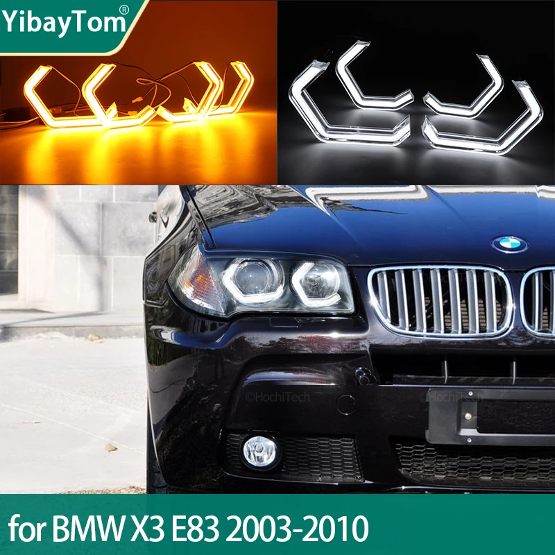 

M4 Style Switchback Turn signal Light Rings DRL LED Angel Eyes Kit For BMW X3 E83 2003-2010 LED Crystal Angel Eye Kit