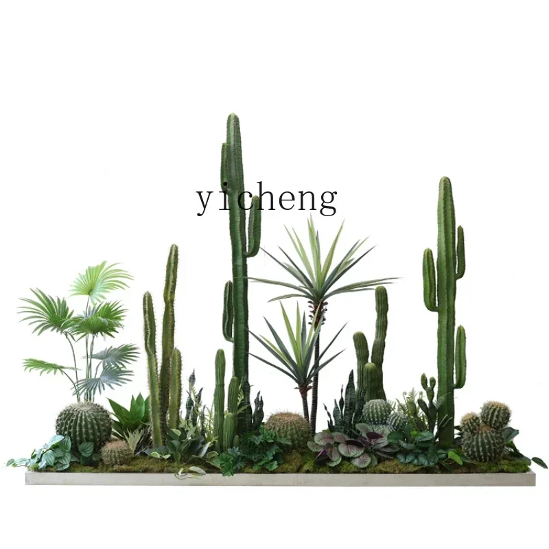 

simulation green plant potted false cactus large bonsai cactus column indoor home soft decoration ornament