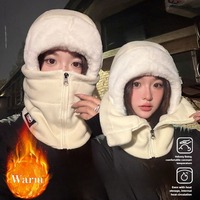 Winter Cycling Fleece Neck Warmer and Hat Set Windproof Thermal Face Mask for Outdoor Riding Cold Weather Protection