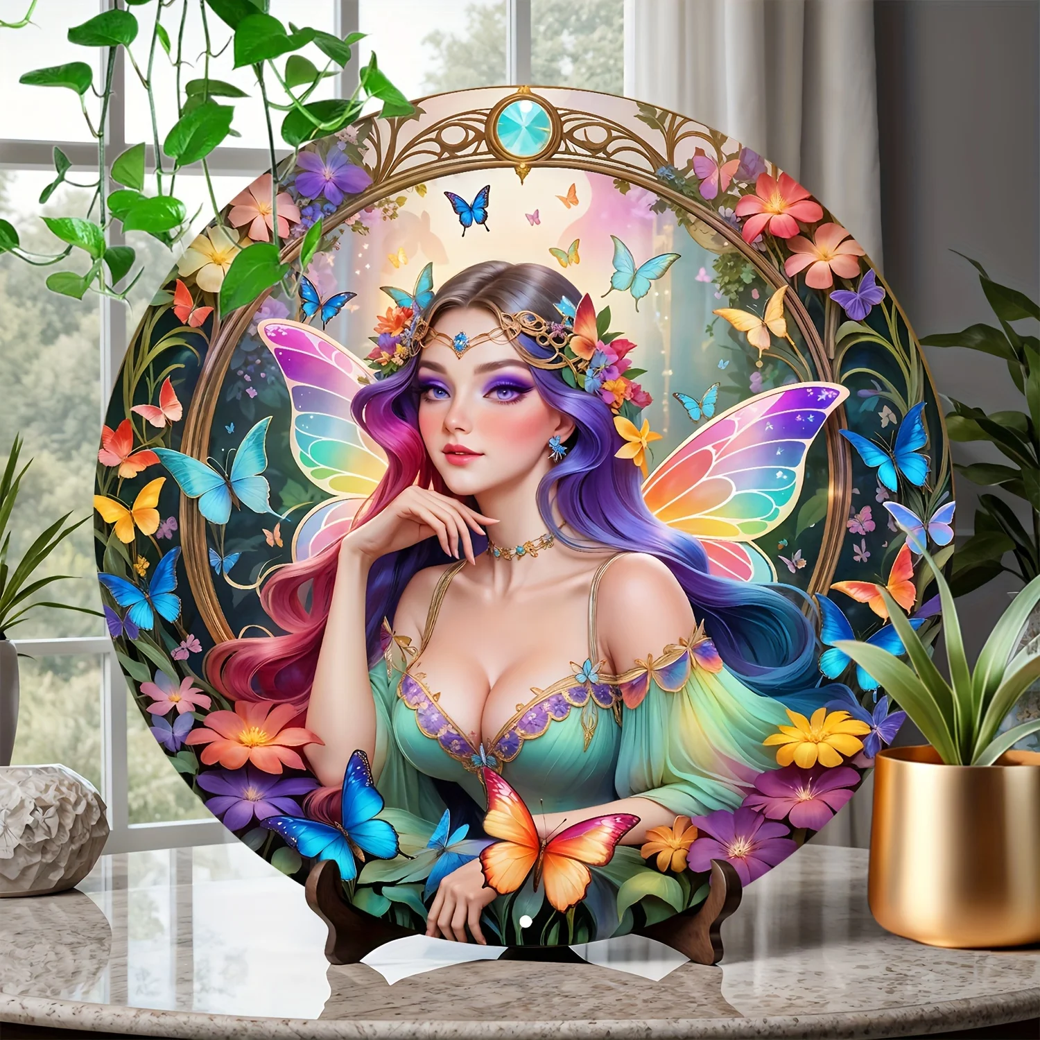 

Enchanting Fairy Witch Round Aluminum Sign - Perfect For Door, Garage & Home Decor | Ideal Holiday Gift