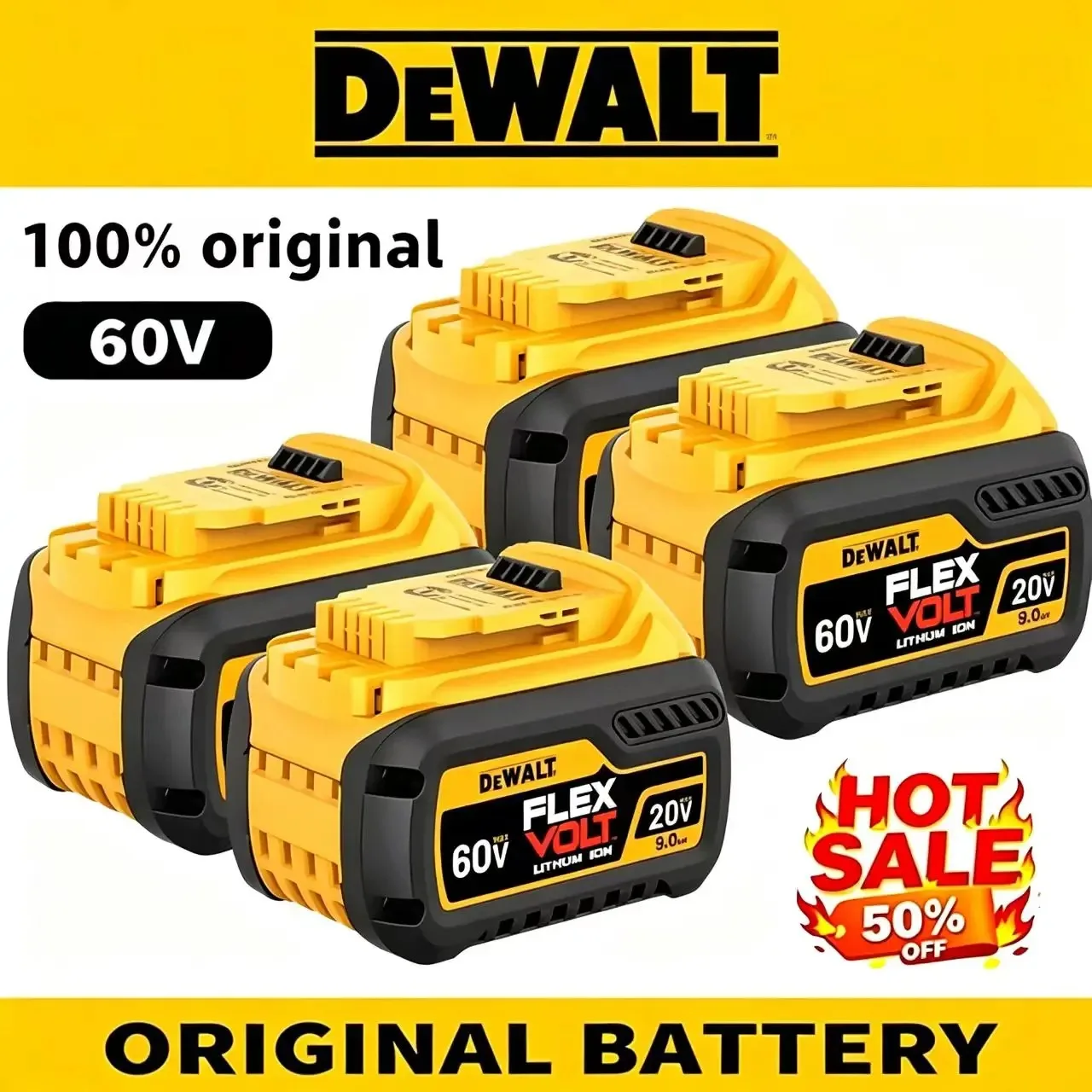DeWALT 100% Original Battery 20V/60V 9000mAh MAX FlexVolt for DCB200 DCB205 DCB206 DCB209 DCB182 Power Tool Batteryair transport