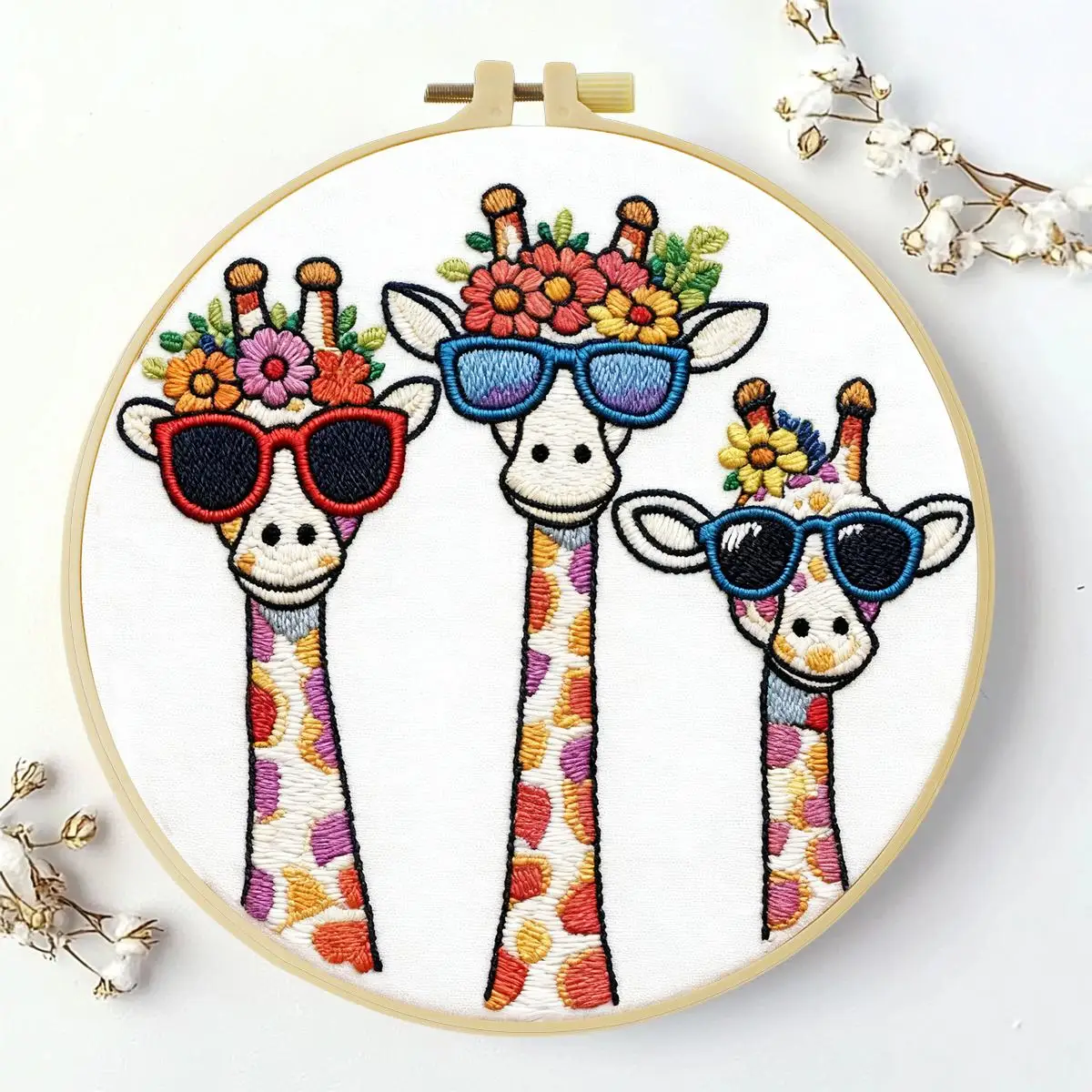 1 Stück 20X20CM/15X15CM 7,87/6,3 Zoll Tier - Giraffe Stickerei Starter-Kit DIY-Kit DIY-Stickerei-Set Handarbeiten – Detail 2