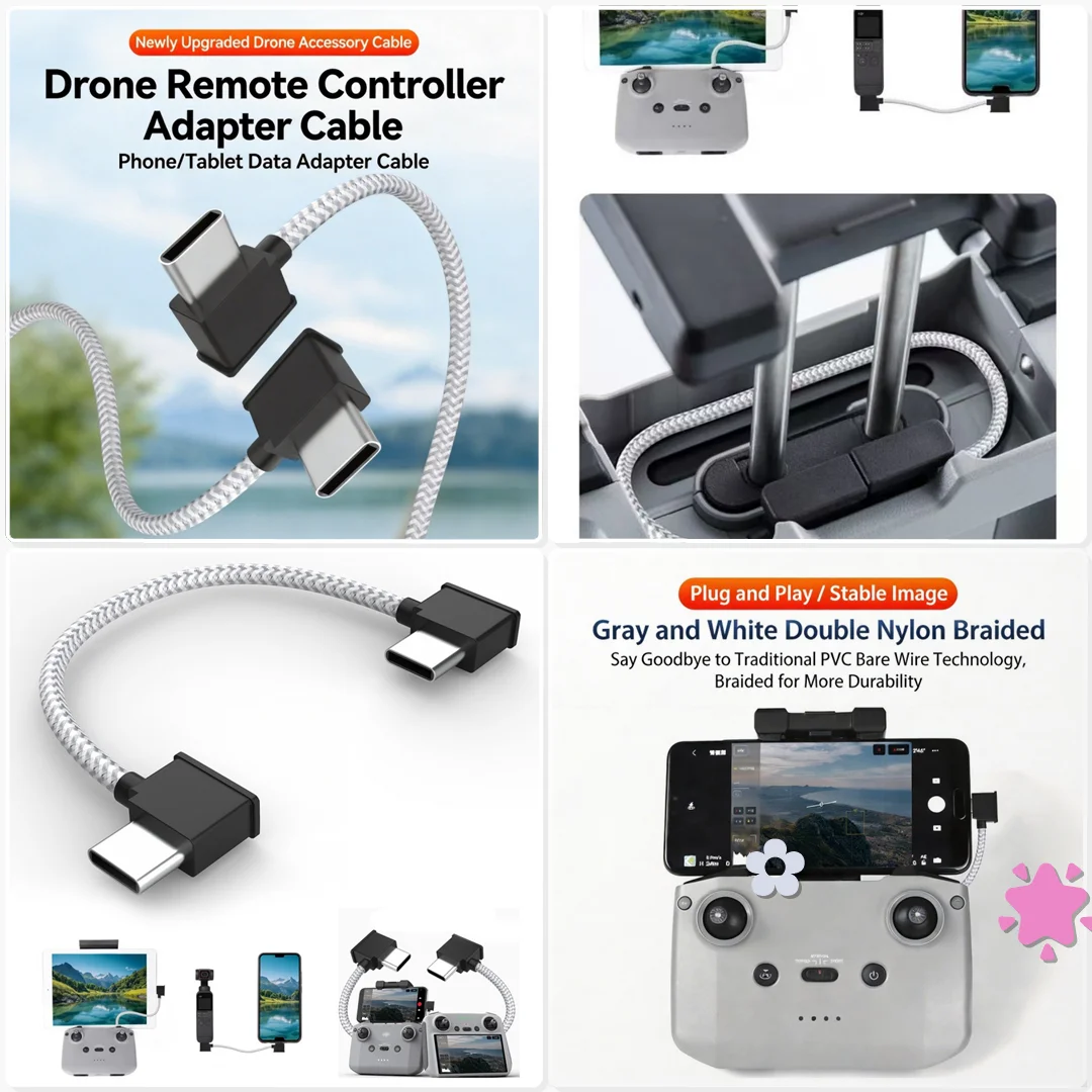 15cm OTG Data Cable for DJI Nylon Braided Phone Tablet Extend Cord Outdoor Aerial Shooting Phone Monitor Connect