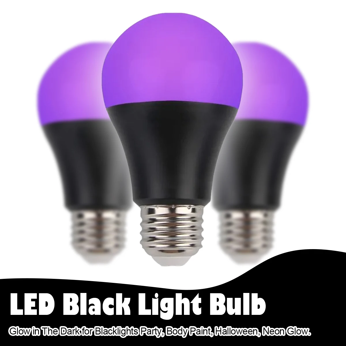 A19 Black Light Led Bulb 9W Beam UV Home Lamp Angle 395-400nm White-shell Spotlights 360° Decoration E27 Atmosphere Purple Globe