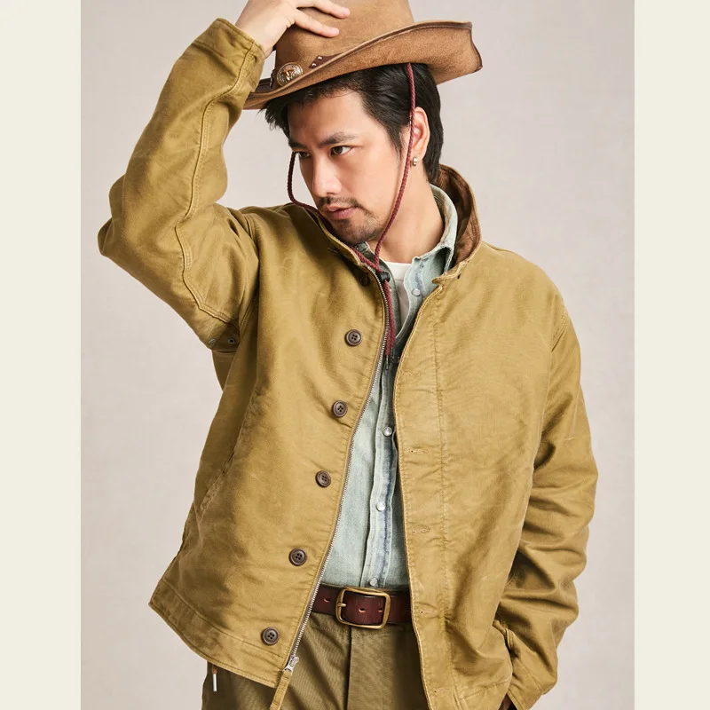 American Retro Casual Corduroy Stand Collar 100% Cotton Workwear Deck Jacket Autumn 2025 Amekaji