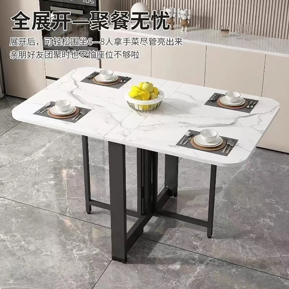 Foldable Home Dining Table Simple Dining Table Simple Modern Kitchen Retractable Rectangular Table Multi Functional Table