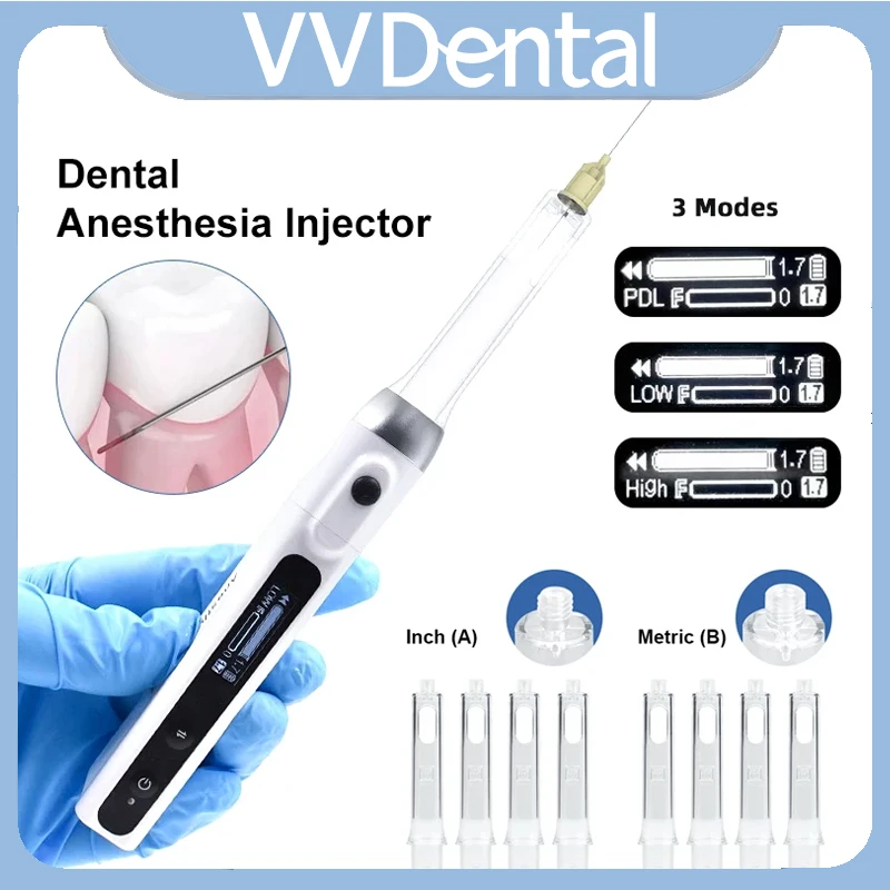 

VVDental Инжектор анестезии Цифровой шприц Безболезненный электрический беспроводной локальный ручка для анестезии полости рта с ЖК-дисплеем Присоска сзади
