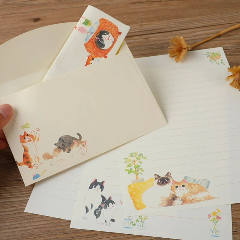 

Creativity Cat Themed Envelope Set Party Invitation Student Stationery Message Envelope Paper Gift Stationery