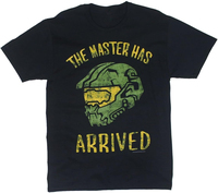 Halo The Master Has Arrived Adult Black T-Shirt Adult Large Size Casual Fashion Round Neck Short Sleeve T-Shirt Unisex Tee