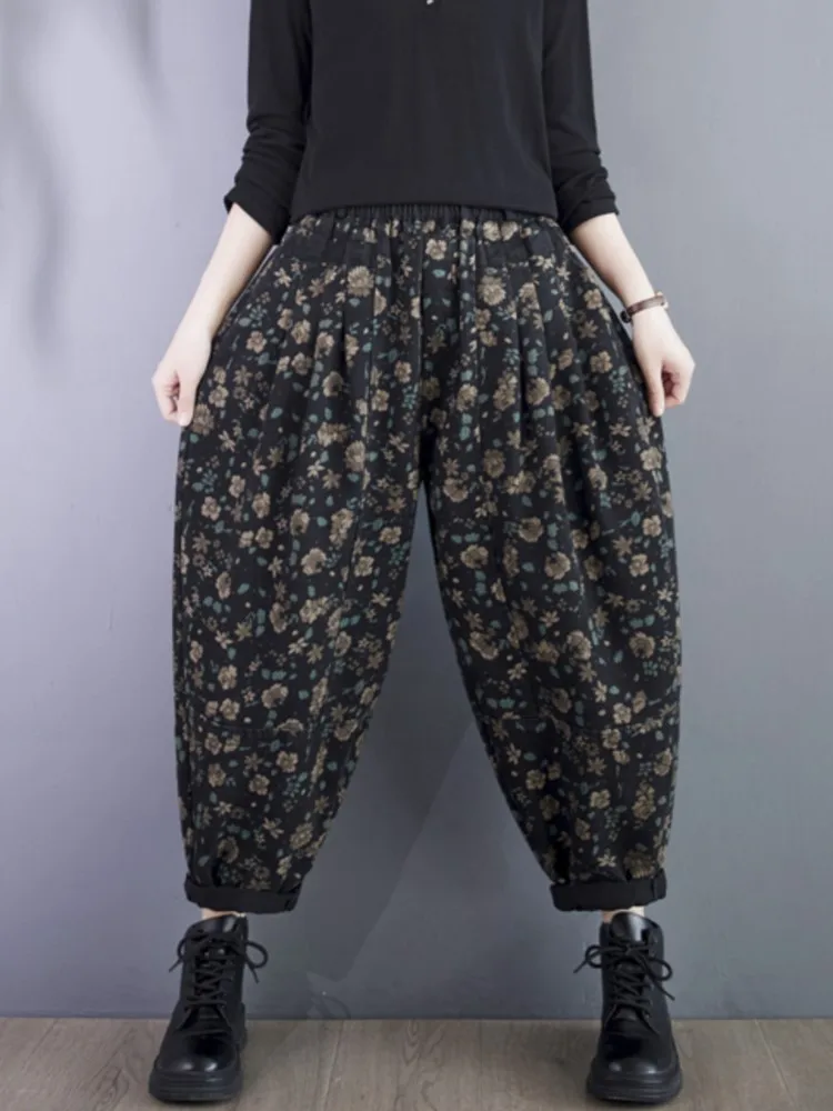 Oversized Jeans Spring Summer Flower Floral Print Pant Women High Waist Casual Fashion Ladies Trousers Loose Woman Harem Pants