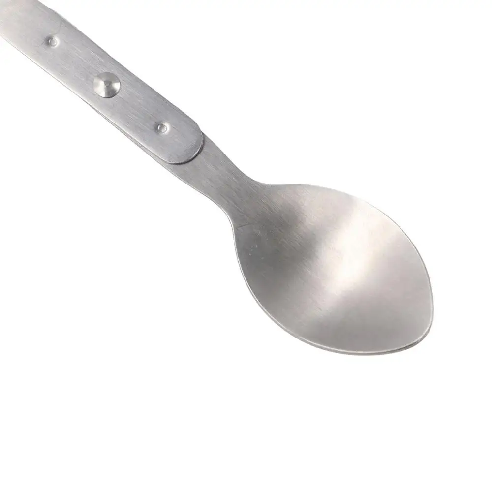 Eco-Friendly 304 Stainless Steel 2-in-1 Foldable Fork Space-saving Silver Camping Spoon Portable Spoon & Fork Picnic