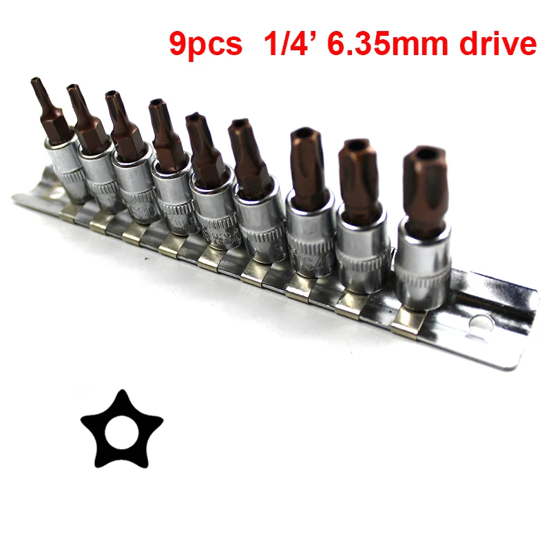 Imagem -05 - Pentalobe Chave de Fenda Bit Grupo Torx Star Head Cr-v Material Auto Ferramenta Hand Drive Socket Point T10-t50 Pcs por Conjunto