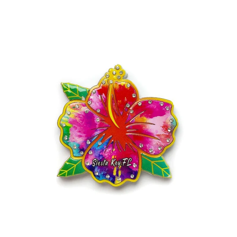 

Florida, USA, West Seeta Key Tropical Style Magnetic Fridge Magnet with Hibiscus Flower Design