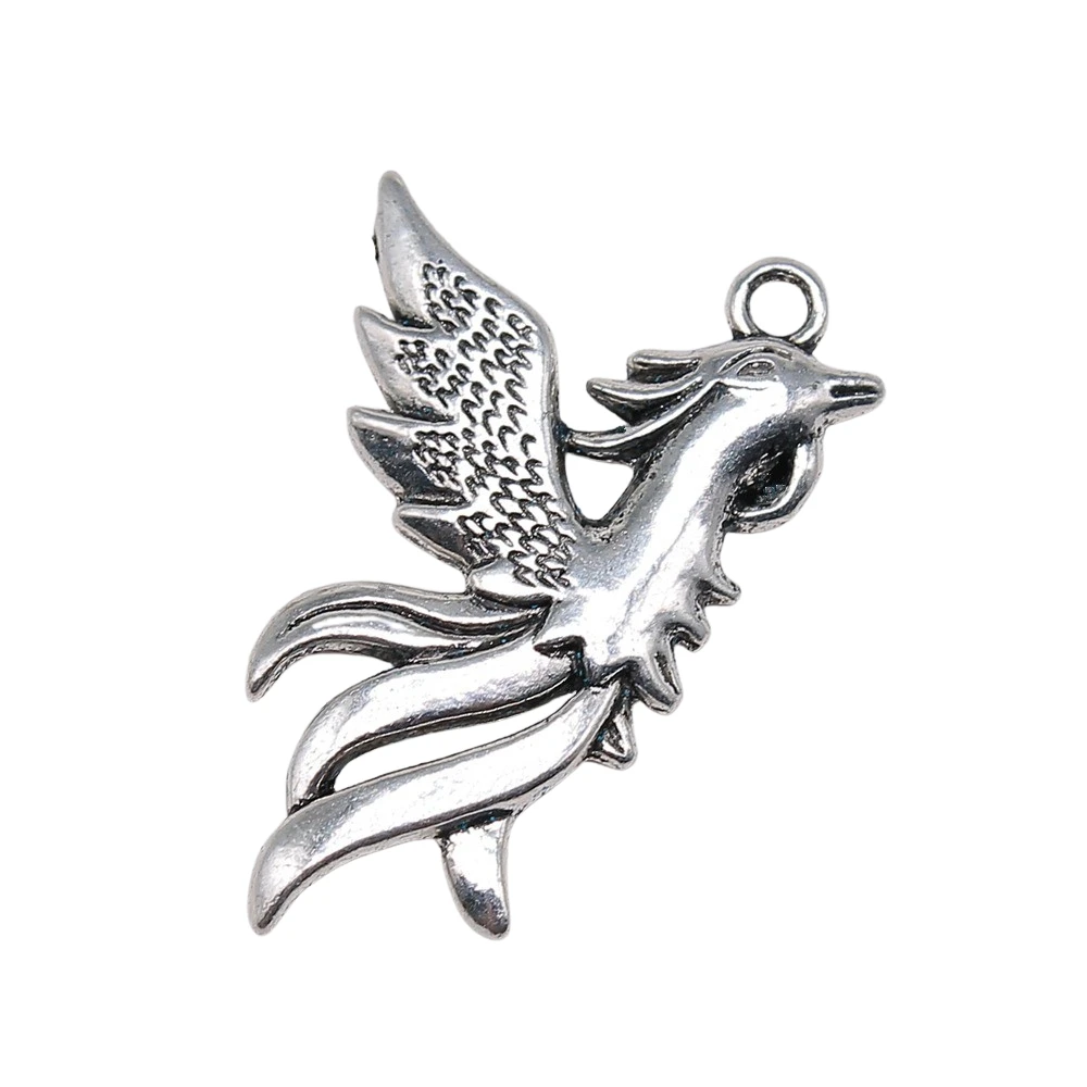 

Wholesale 60pcs/bag 35x22mm Bird Phoenix Pendant Charms Wholesale Chinese Lucky Phoenix Pendants Charm Phoenix