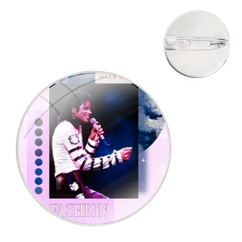 Michael Jackson Fashion Glass Dome Brooches Shirt Lapel Bag Cute Badge Pins For Clothes Hat Accessories