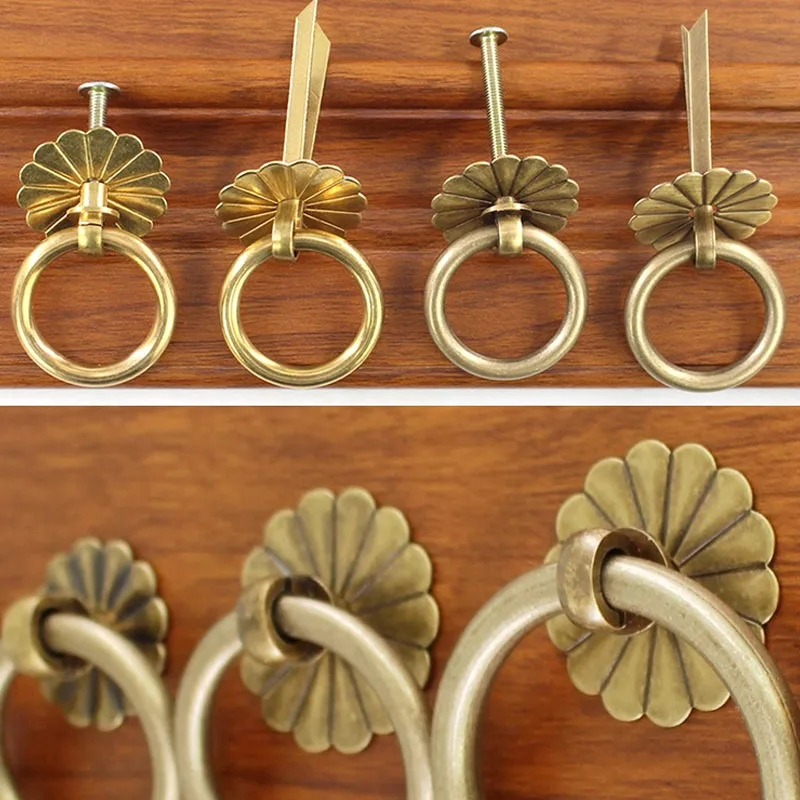 WV 2cm-6cm Mini Handle Pulls Antique Bronze Copper Cabinet Ring Handles Chinese Brass Drawer Pulls and Knobs Hardwares