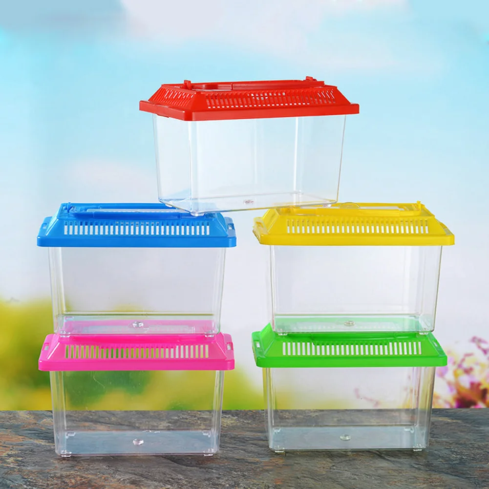 Portable Pet Breeding Box Transparent Tortoise Cylinder Goldfish Bowl Random Color Wholesale