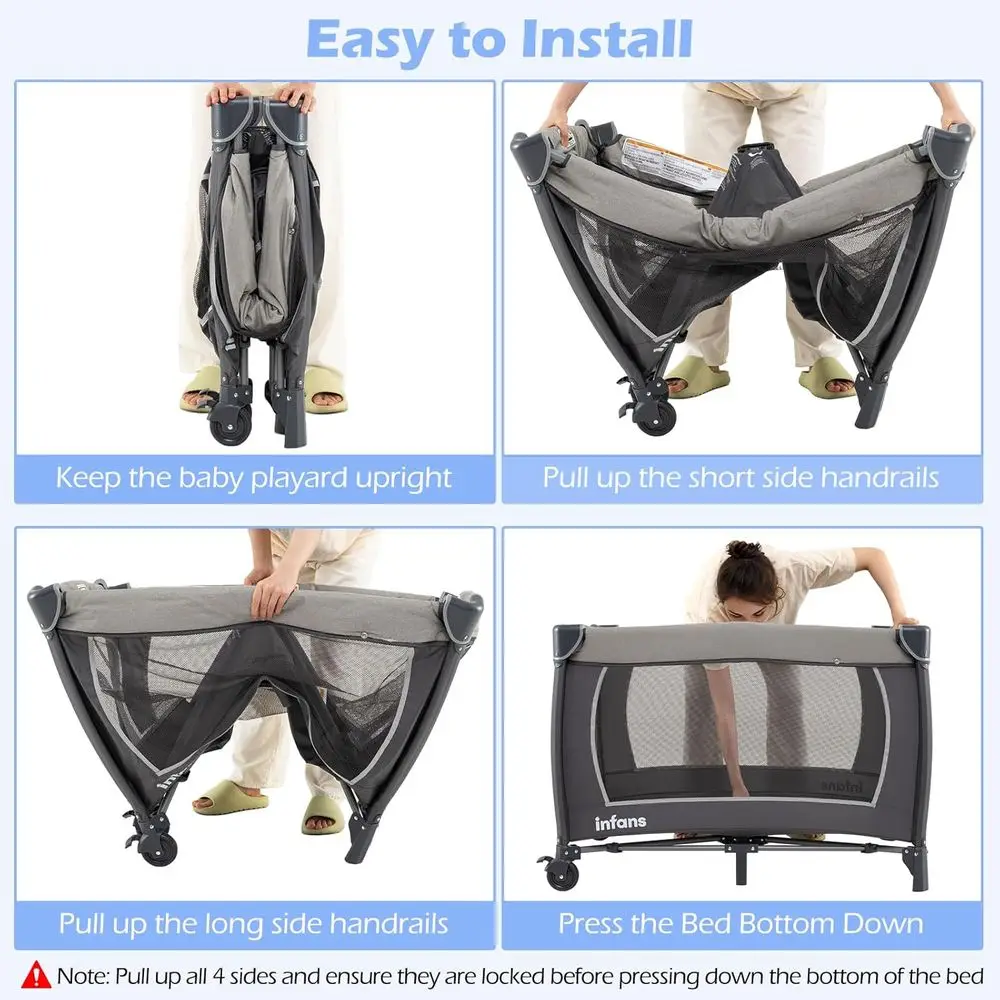 Box portatile per bambini con culla, fasciatoio, materasso e contenitore - Centro nido da viaggio