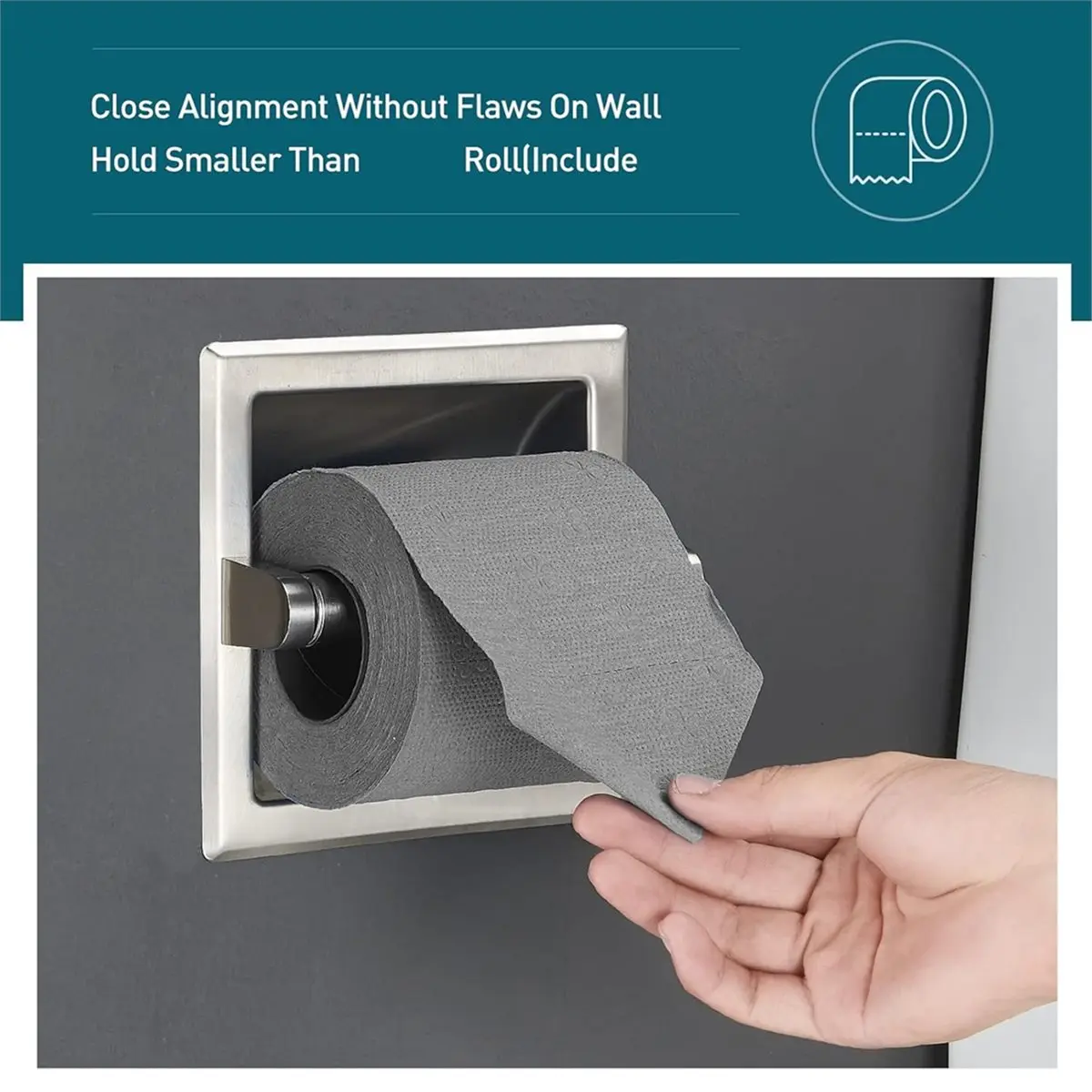 Multi-use Gear Recessed Toilet Paper Holder,Stainless Steel in Wall Toilet Paper Roll Holder for Bathroom Insert Design Commerci
