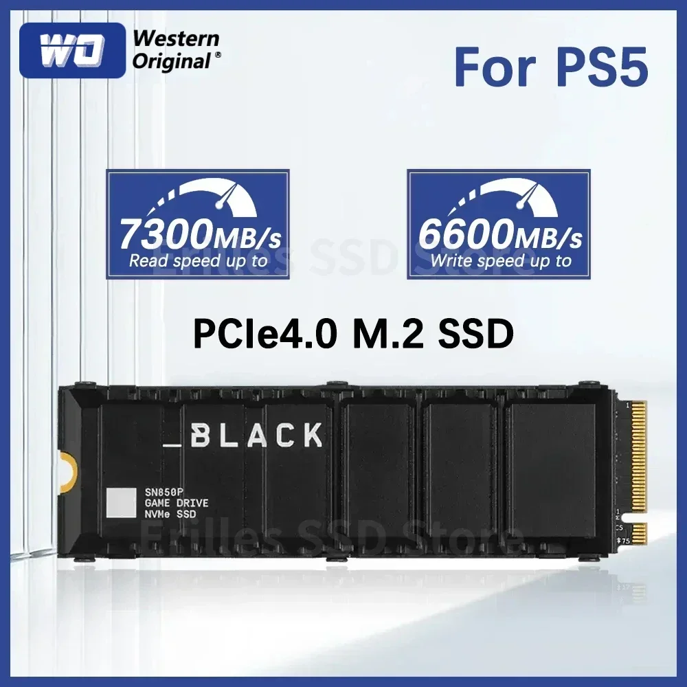 

BLACK SN850P NVMe SSD PCIe4 Gen4 M.2 2280 1TB 2TB Solid State Drive Game Drive Sony Version For PS5 Laptop PC 2024