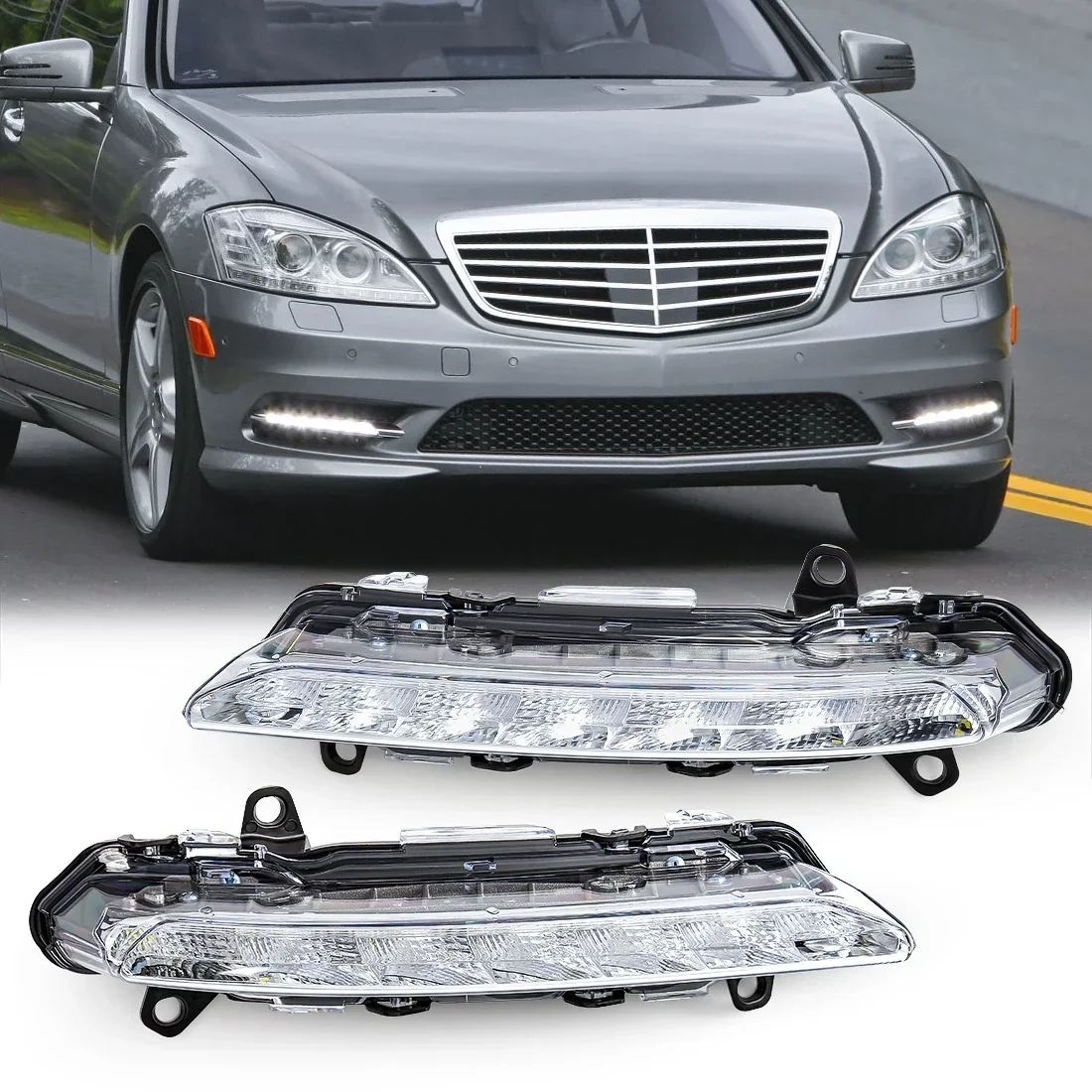 2218201756 2218201856 DRL Fog Lamp Car Accessories For Mercedes Benz S-Class W221 S350 S500 C250 C300 LED Daytime Running Lights