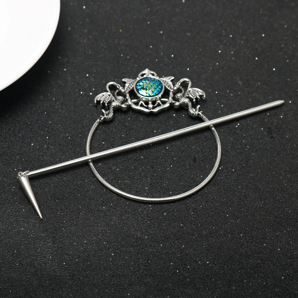 vintage dragon Mermaid hair fork chinese style hiar chopstick hairpins disk stick hairclip witch Viking women jewelry gifts