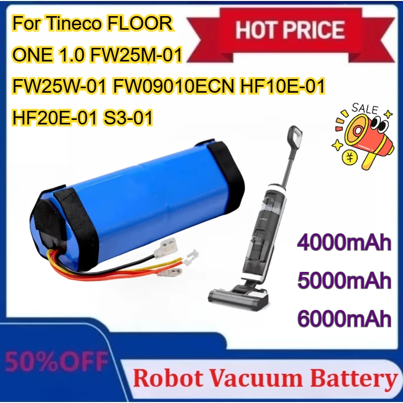 

Upgraded 4000mAh for Tineco FLOOR ONE 1.0 FW25M-01 FW25W-01 FW09010ECN HF10E-01 HF20E-01 S3-01 Vacuum Cleaner Battery