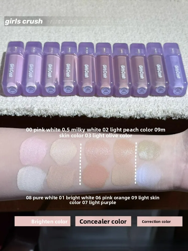 GirlsCrush Watery Velvet Concealer Liquid Foundation Highlight Tear Troughs Dark Circles Under The Eyes Long Lasting Face Makeup