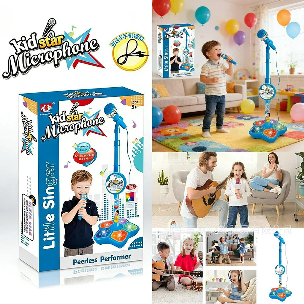 

Kids Karaoke Microphone Toy with Sing Stand Light Up Music Instrument Toys Brain-Training Educational Toy Girl Boy Birthday Gift