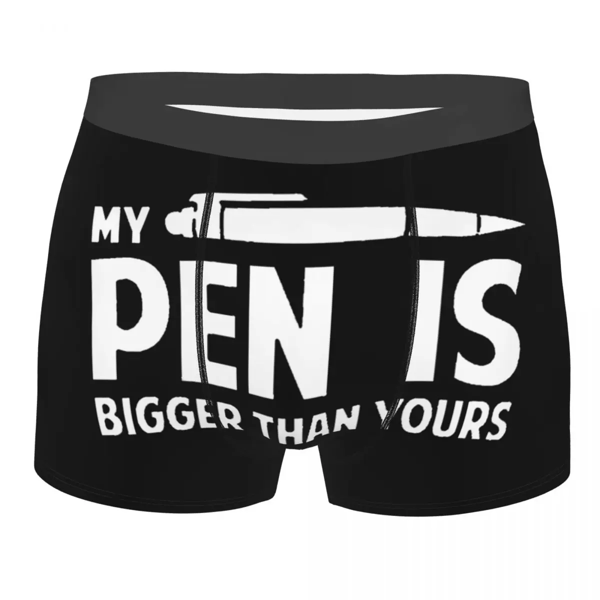 Sexy Boxer Shorts Panties Men My Pen Is Bigger Than Yours Underwear Mid Waist Underpants for Homme S-XXL