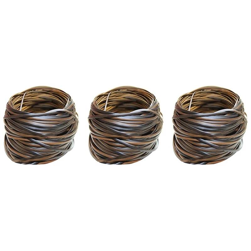 3X Coffee Gradient Flat Synthetic Rattan Weaving Material Plastic Rattan For Knit And Repair Chair Table Storage Basket