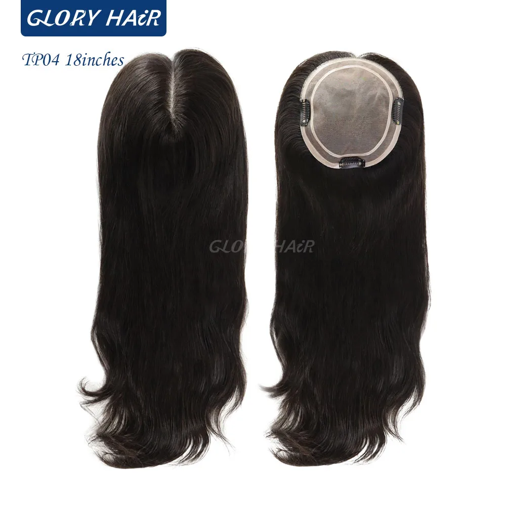 TP04 18inches Brazilian Hair Women Toppers Wig With Clips 5.5*6inches Topper Women Hair System Fine Mono With PU Base Female Wig